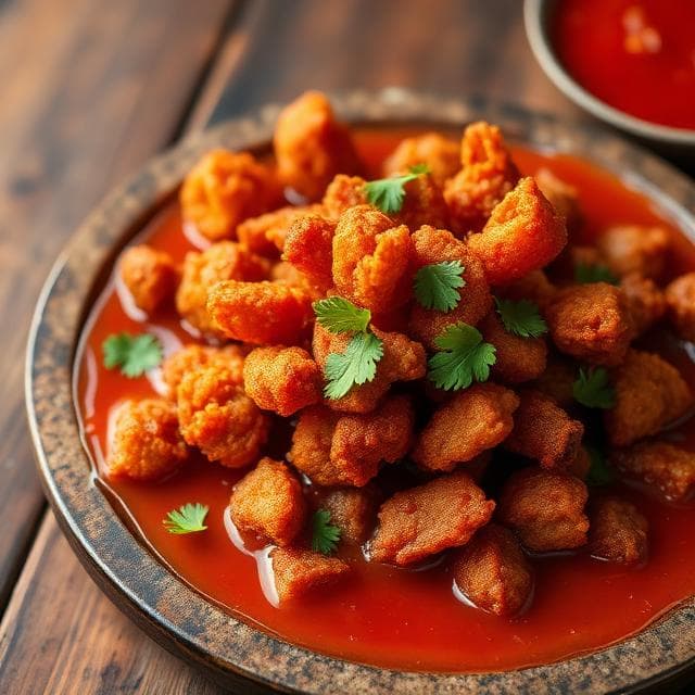 Chicharrones in red sauce