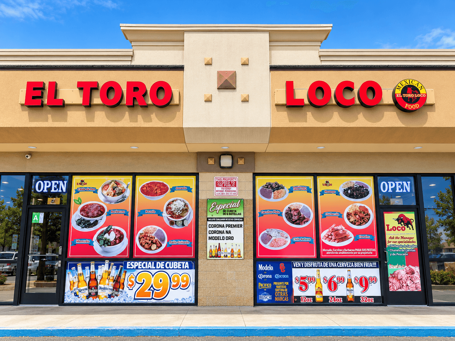 El Toro Loco Mexican restaurant storefront in Whittier