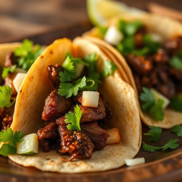 Tacos with cilantro and onion